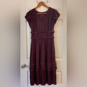 Anthropologie Purple-Bergundy/Wine Colored Midi Dress